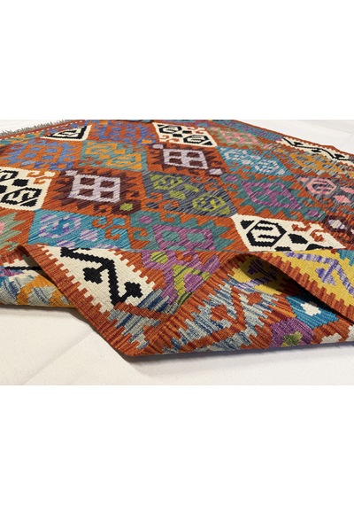 El Dokuma Afgan Kilim 100% Yün Kök Boya Elsanat Eserı İle Harıka Desenlı Model Çok Renkli