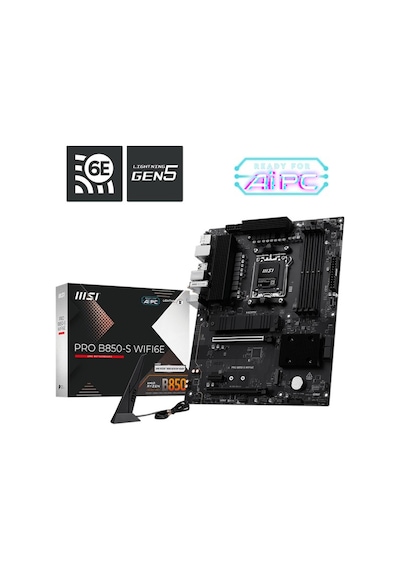 Msı Pro B850-s Wıfı6e Ddr5 8200mt/s 1xhdmı 1xdp 2xm.2 Am5 Atx Amd Am5 9000/8000/7000 Serileri İle U