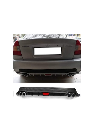 Hyundai Accent Era Uyumlu Siyah Difüzör Difizör Yuvarlak Egzoz Görünüm Kulaklı Tip