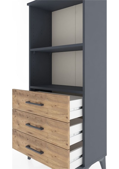 Hyperion Dolap 2 Raflı 3 Çekmeceli 60x44x134 Antrasit-çam Antrasit