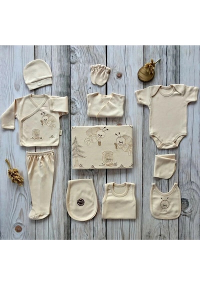 İpeksi Baby Yenidoğan 0-4 Ay Unisex Organik Bebek Zıbın Seti 11'li Çok Renkli