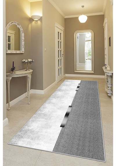 West Home Makinede Yıkanabilir Kaymaz Taban Leke Tutmaz Modern Kesme Yolluk Mutfak Yolluk Halı Yolluk Wh 559 Grey Yolluk