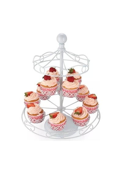 Cupcake Atlı Karınca Döner Muffin Kek Cupcake Sunum Standı Beyaz