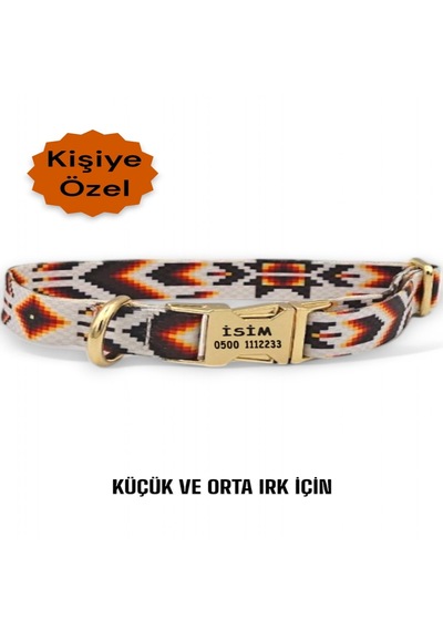 Caramelos Köpek Tasması-küçük Irk Ve Orta Irk İsimli Tasma 6 Altın Kahverengi
