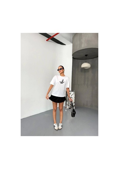 Butik İstanbul Kısa Kol Baskılı T-shirt - Beyaz