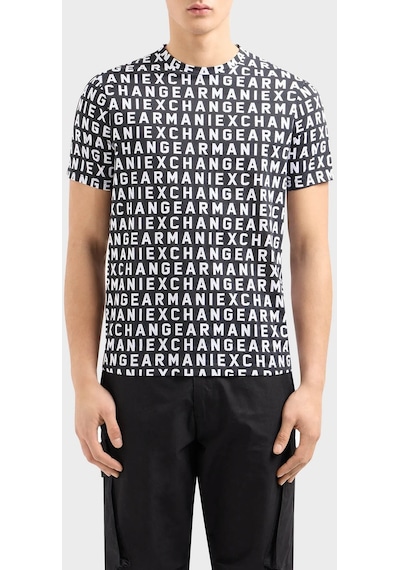 Armani Exchange Erkek T Shirt 3dztjw Zjh4z 8276 Siyah-beyaz Beyaz - Siyah