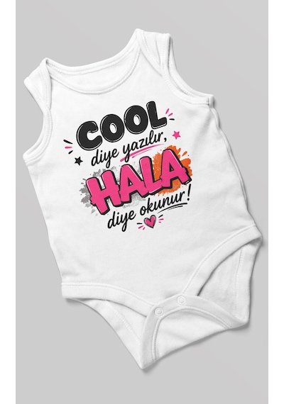 Morivokids Cool Diye Yazılır Hala Diye Okunur Sıfır Kol Bebek Body %100 Pamuk Beyaz