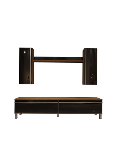 Decoraktiv Eko 7 Mdf Std Krom Ayaklı Tv Ünitesi Tv Sehpası Ceviz - Siyah