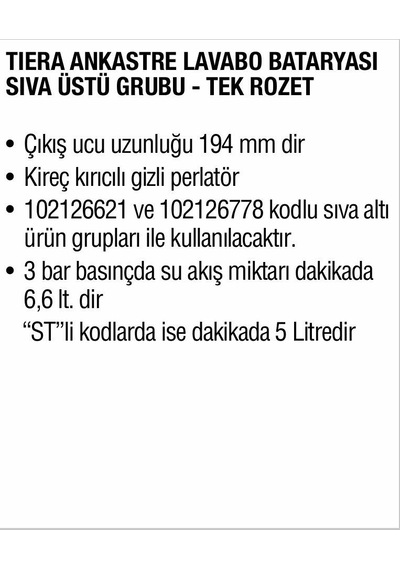 Eca Tiera Lavabo Bataryası Sıvaaltı Hariç - 102126620 Diğer
