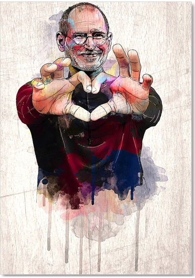 Cakasepetim Steve Jobs Kalp Görsel Ahşap Mdf Tablo