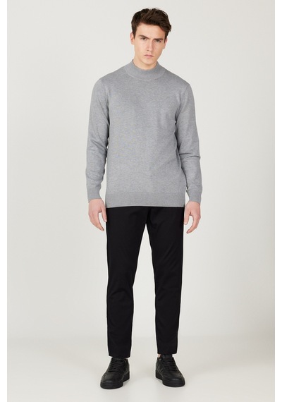 AC&Co / Altınyıldız Classics Standart Fit Normal Kesim Yarım Balıkçı Yaka Triko Erkek Kazak - Gri Melanj AC&Co / Altınyıldız Classics Standart Fit Normal Kesim Yarım Balıkçı Yaka Triko Erkek Kazak - Gri Melanj