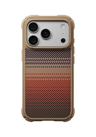 Apple iPhone Uyumlu 18 Pro Kılıf M-safeli Pitaka Tactile Woven Sunset-moonrise Aramid Serisi Cairn Kahverengi
