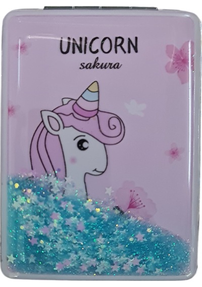 Gigi Panda Turkuaz Pullu Unicorn Sakura Sulu Katlanır Dikdörtgen Makyaj Aynası