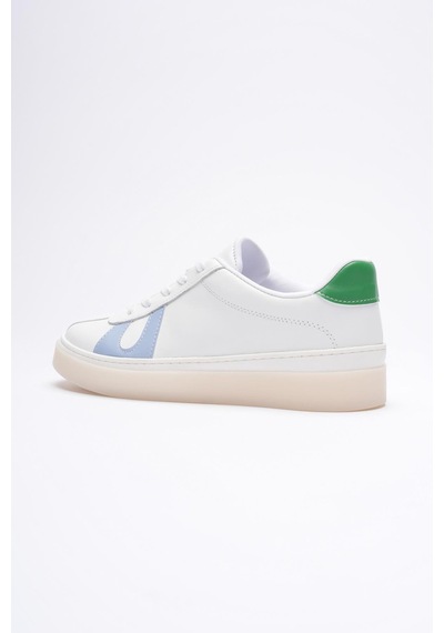 Mubiano Kadın Hakiki Deri Beyaz Mavi Yeşil Spor Ayakkabı Sneakers Casper Beyaz