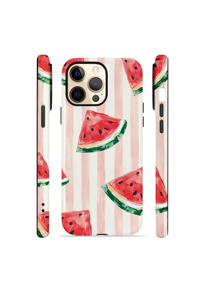 Apple iPhone Uyumlu 12 Pro Max Vorian Çift Katmanlı Kılıf Watermelon Blush Stripe