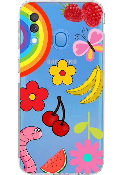 Samsung Galaxy A40 İle Uyumlu Water Color 5 Kamera Korumalı Şeffaf Kılıf Şeffaf