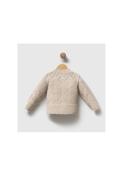 Ministok Charlotte Carousel Nakışlı Triko Hırka, Blüz, Şortlu 3'lü Kız Beb Bej