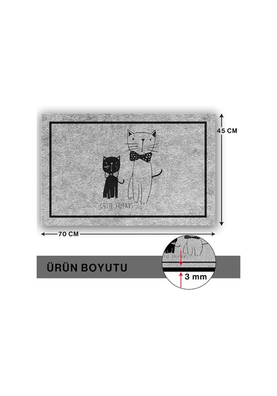 Tasarımlı Dekoratif Kapı Önü Paspas, Dış Mekan/ev İçi/banyo/mutfak/yatak Odası/giriş Paspasları Cute Cats, Çok Renkli