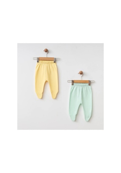 Eslenza Bebek 2'li Bady Ayaklı Pantolon - Sarı Ve Mint Yeşili