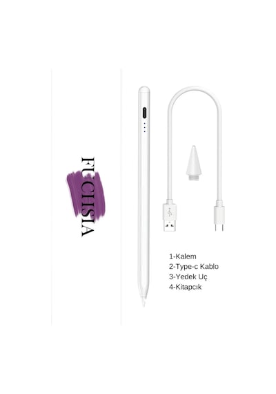 İpad 11. Nesil A16 Dokunmatik Kalem Uyumlu Avuçiçi Red Ve Eğim Özellik Manyetik Yapışan Dijital Pen Beyaz