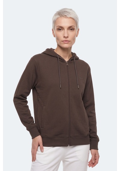 Slazenger Kıron I Kadın Kapüşonlu Kahve Sweatshırt