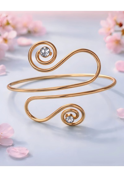 Spiral Yuvarlak Model Pazu Kol Bileziği Ayarlanabilir Bileklik Altın