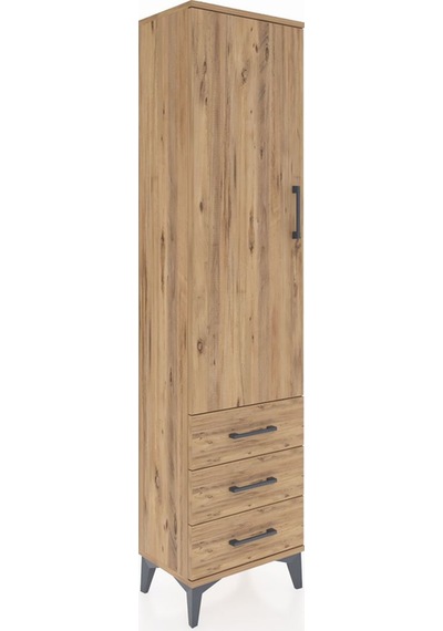 Arges Dolap 4 Raflı 3 Çekmeceli Tek Kapaklı 44x30x182 Çam-çam Çam