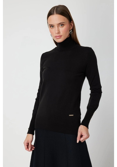 On Fashion Kadın Siyah Boğazlı Kazak 63503 Siyah