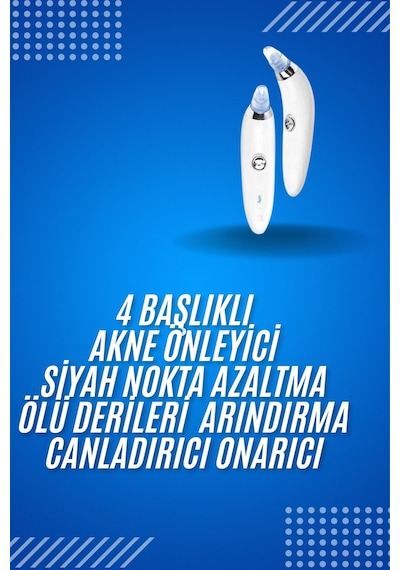 4 Başlıklı Pilli Vakumlu Siyah Nokta Temizleyici Akne Ve Sivilce Önleyici