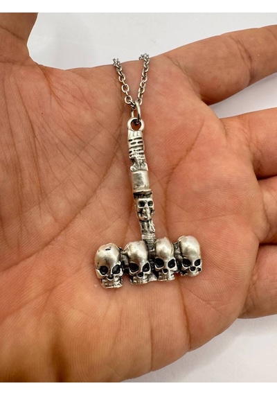 Asi Ruh Kuru Kafa Ve Çekiç Tasarımlı Unisex Kolye 60 Cm Zincir Çok renkli