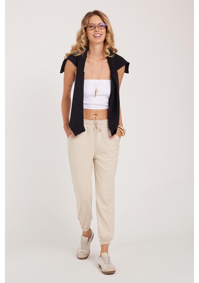 Tudors Kadın Relax Fit Rahat Kesim Modal Kumaş Beli Bağlamalı Lastikli Jogger Taş Eşofman Altı-39590