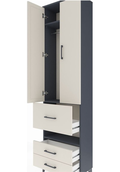 Arges Dolap 3 Raflı 3 Çekmeceli Tek Askılı 60x30x221 Antrasit-aytaşı Antrasit