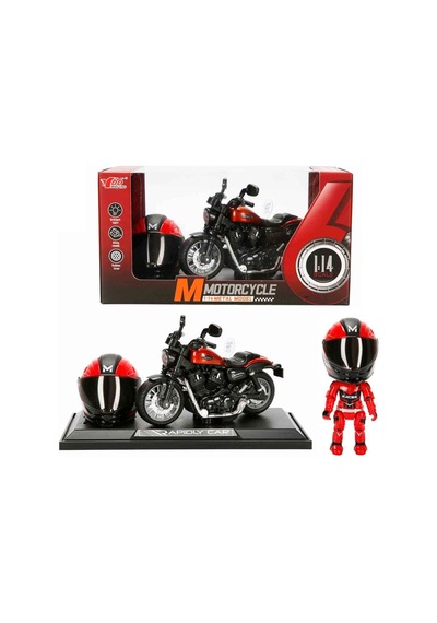 1:14 Sesli Ve Işıklı Harley Die-cast Çek Bırak Metal Motosiklet Kask Ve Stantlı Çok Renkli
