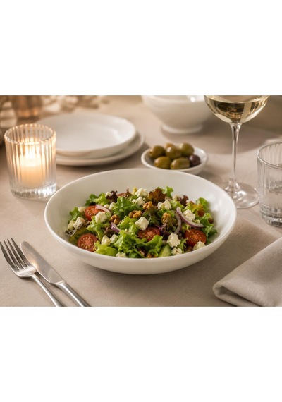 İris White Bloom Çukur Tabak, Beyaz, Porselen, Makarna Ve Salata Servisi İçin, 25 Cm, 1300 Cc