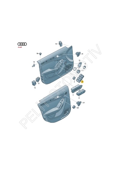 Audi A4 Sol Dörtlü Cam Açma Düğmesi 8k0959851d