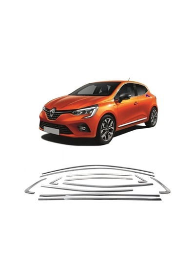 Renault Clio 5 Krom Cam Çerçevesi 12 Parça Yan Kapı Çıtası 4 Adet Eko Set 2019 Ve Üzeri