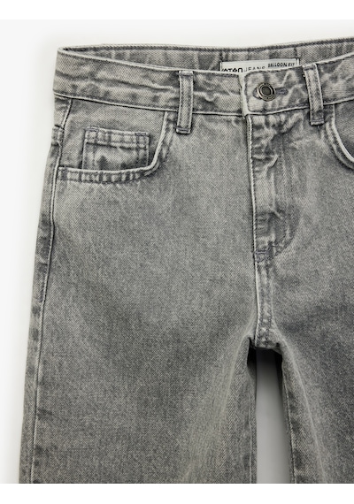 Koton Pamuklu Cepli Balon Form Denim Pantolon Gri 6skg40061ad Gri