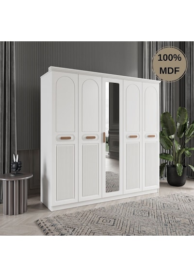 Pera 5 Kapak Mdf Gardırop Beyaz