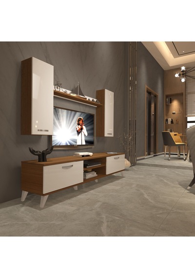 Decoraktiv Eko 5d Mdf Dvd Retro Tv Ünitesi Tv Sehpası Ceviz - Beyaz
