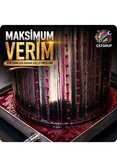 Çezgrup Prestij 22 Litre Full 304 Paslanmaz Çelik Üzüm Sıkma Presi 3 Ton Krikolu Profesyonel Seri