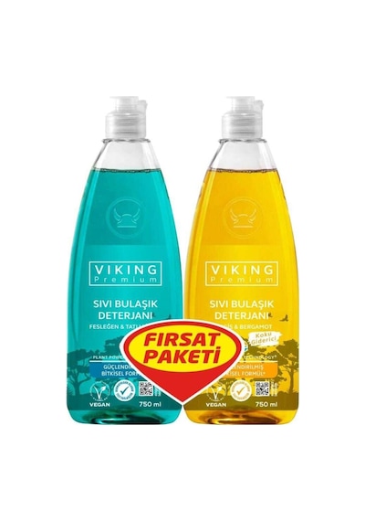 Viking Premium Bulaşık Deterjanı Fesleğen Limon & Nergis Bergamot 2 x 750 ML