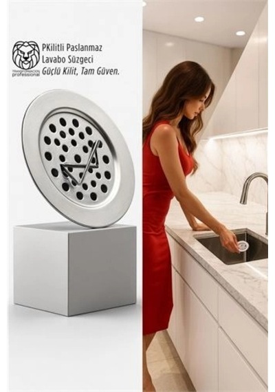Kilitli Paslanmaz Lavabo Süzgeci - Akıllı Tahliye Ve Tam Süzme Teknolojisi 124-Pembe