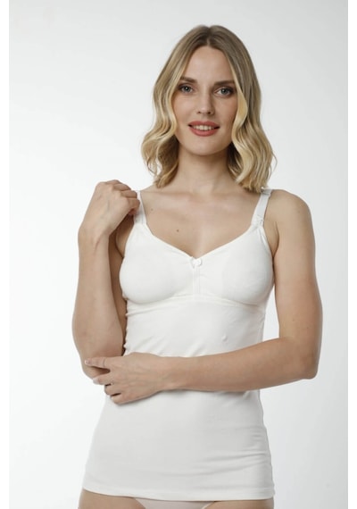 Hmd Underwear Kadın %100 Pamuk Ekru Askılı Emzirme Atleti & Rahat Doku Hmd2400 Ekru