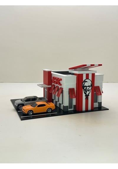 3d Baskı 1/64 Ölçekli Kfc Bina Tasarımlı Diorama Araç Sergileme Garajı