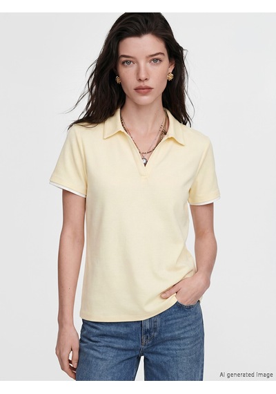 Lcw Comfort Sarı Polo Yaka Kadın Tişört