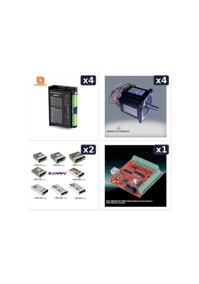 5 Nm Step Motor + Sürücü Dm556 + Güç Kaynağı + Mach3 Kart Seti