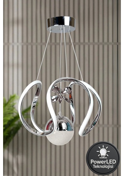 Clasy Model Krom Kaplama Metal Salon Mutfak Oturma Yatak Odası Modern Led Sarkıt Avize Beyaz Işık Krom