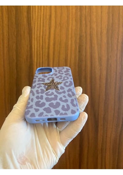 Apple iPhone Uyumlu 13/14 Leopar Baskılı İçi Kadife Silikon Telefon Kılıfı lila