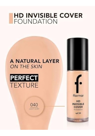 Invisible Cover Hd Hafif Yapılı Yarı Parlak Bitişli Spf30 Fondöten 0