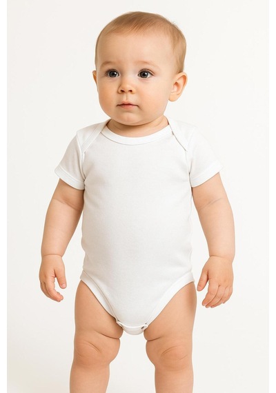 Fuar Baby %100 Pamuk Kısa Kollu Çıtçıtlı Zarf Yaka 4'lü Bebek Body Beyaz